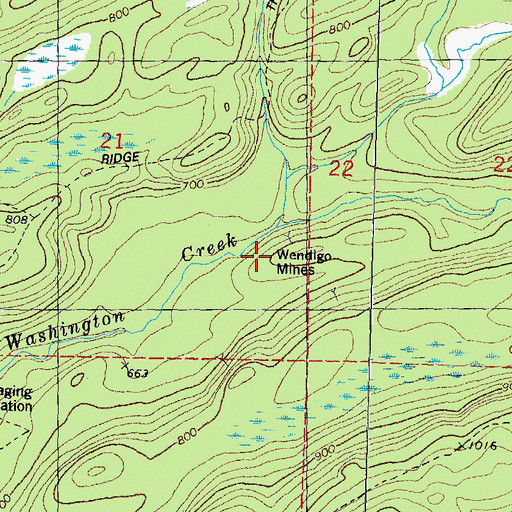 Topographic Map of Wendigo Mines, MI