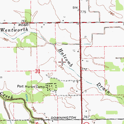 Topographic Map of Wentworth Halcomb Drain, MI