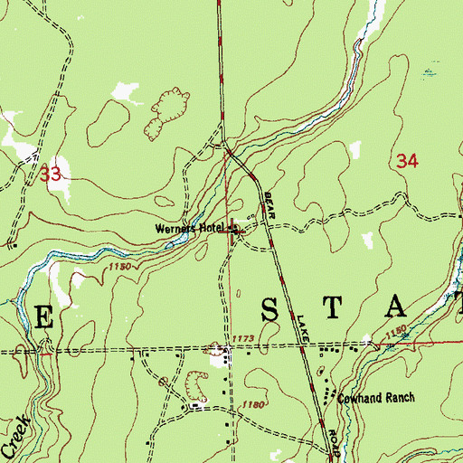 Topographic Map of Werners Hotel, MI