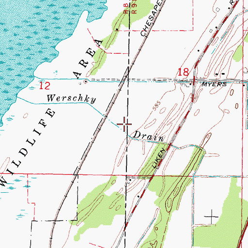Topographic Map of Werschky Drain, MI