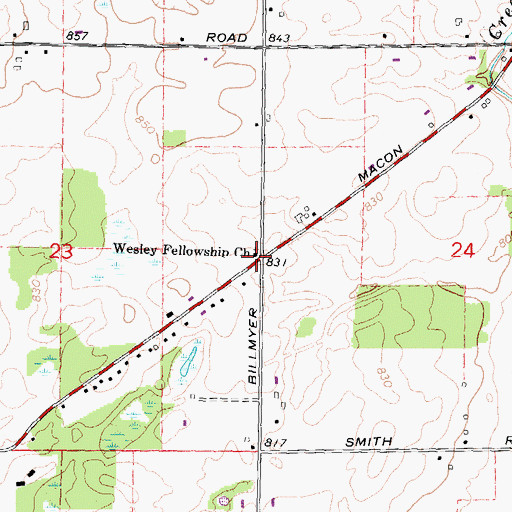 Topographic Map of Wesley Fellowship Church, MI