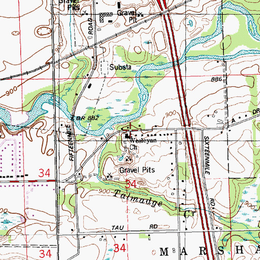 Topographic Map of Wesleyan Church, MI