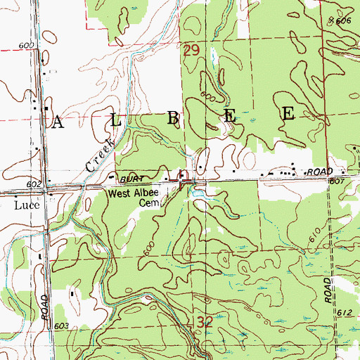 Topographic Map of West Albee Cemetery, MI