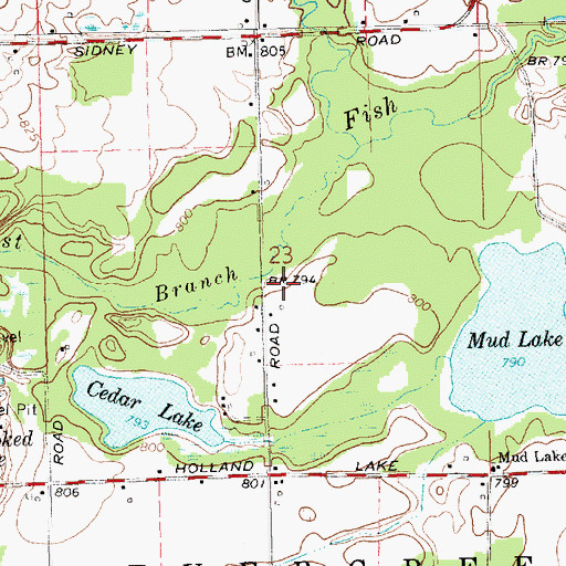 Topographic Map of West Branch Fish Creek, MI
