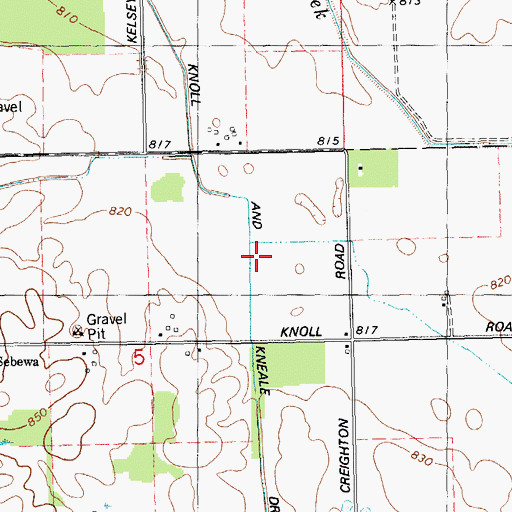 Topographic Map of West Branch Knoll and Kneale Drain, MI