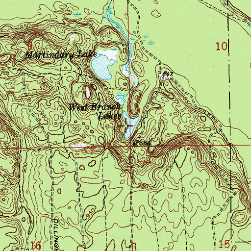 Topographic Map of West Branch Lakes, MI