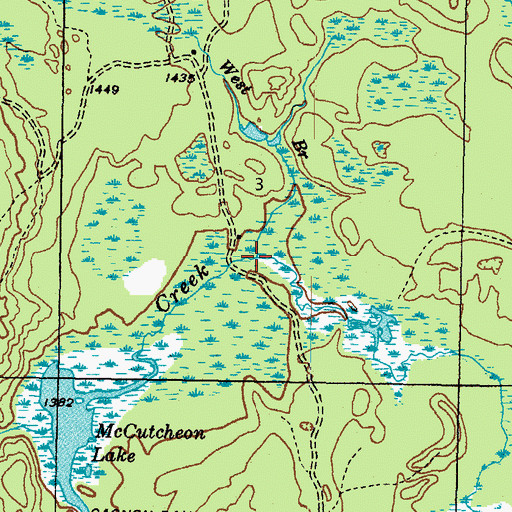 Topographic Map of West Branch McCutcheon Creek, MI