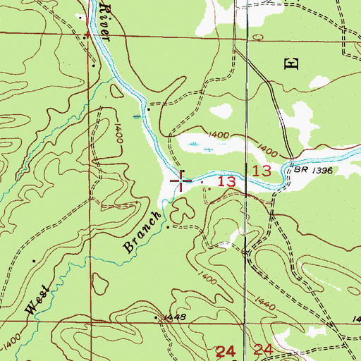 Topographic Map of West Branch Middle Branch Escanaba River, MI