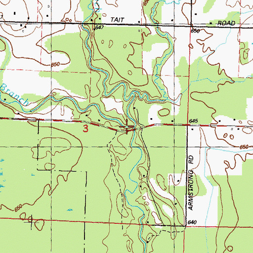 Topographic Map of West Branch Pine River, MI
