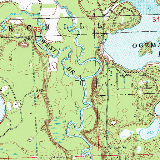 Topographic Map of West Branch Rifle River, MI