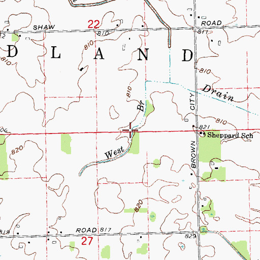 Topographic Map of West Branch Stevenson Drain, MI