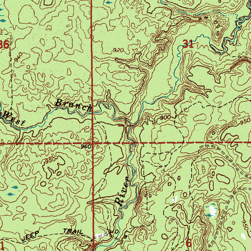 Topographic Map of West Branch Sucker River, MI