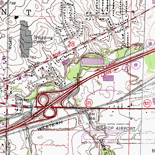 Topographic Map of West Branch Swartz Creek, MI