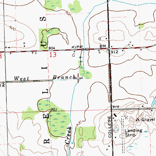 Topographic Map of West Branch Willow Creek, MI