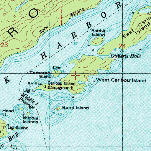 Topographic Map of West Caribou Island, MI