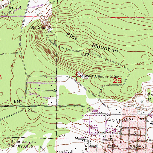 Topographic Map of West Chapin Mine, MI