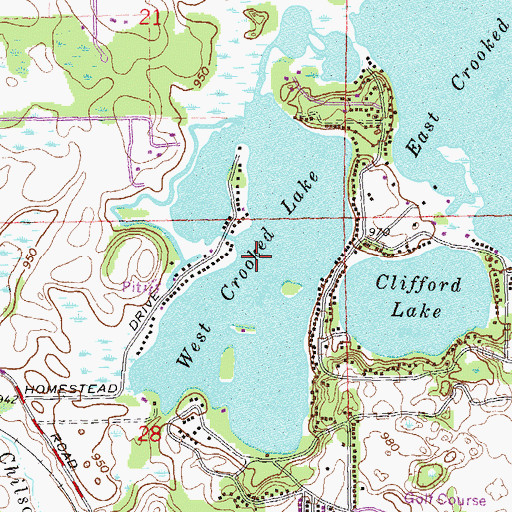 Topographic Map of West Crooked Lake, MI