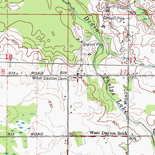 Topographic Map of West Dayton Cemetery, MI