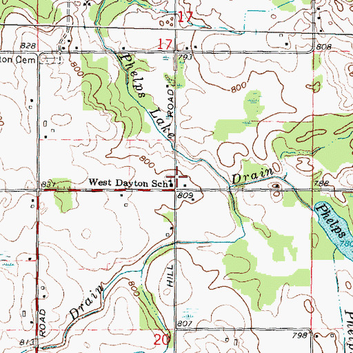 Topographic Map of West Dayton School, MI