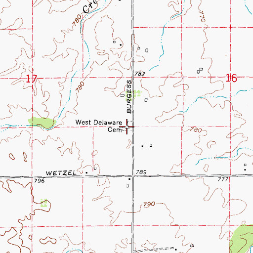 Topographic Map of West Delaware Cemetery, MI
