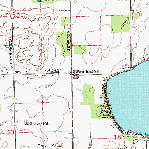 Topographic Map of West End School, MI