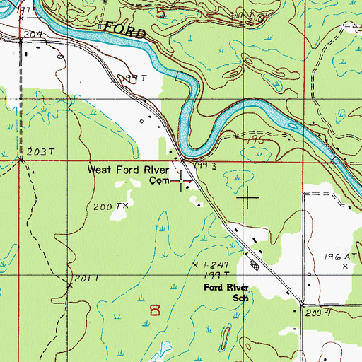 Topographic Map of West Ford River Cemetery, MI