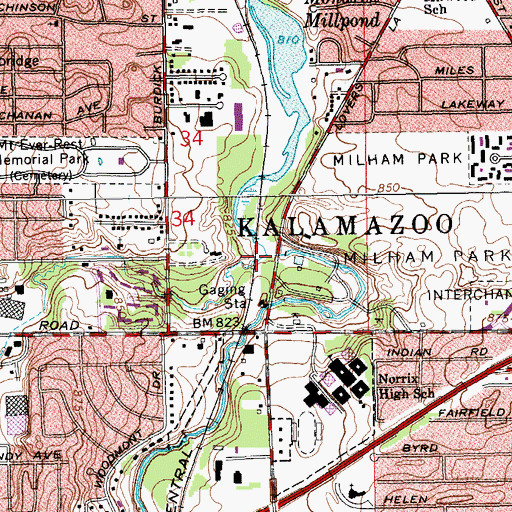 Topographic Map of West Fork Portage Creek, MI