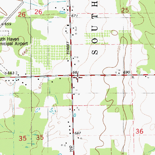 Topographic Map of West Gate School, MI