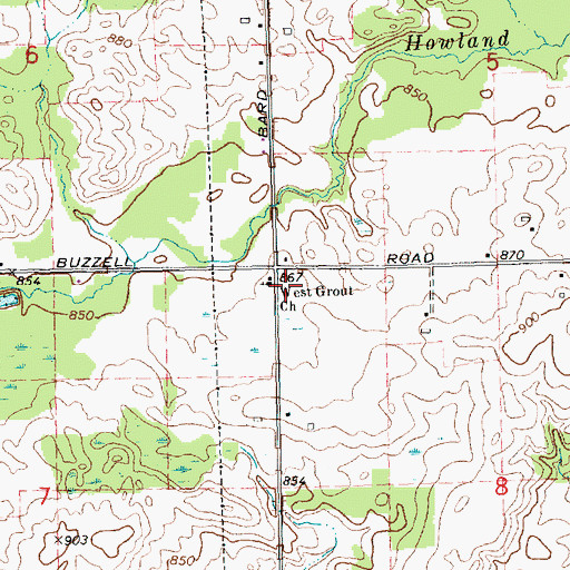 Topographic Map of West Grout Church, MI