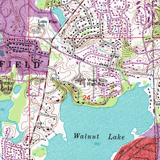 Topographic Map of West Hills High School, MI