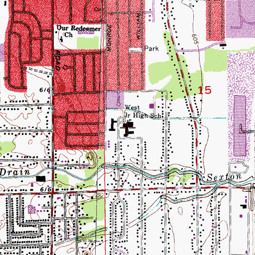 Topographic Map of West Junior High School, MI