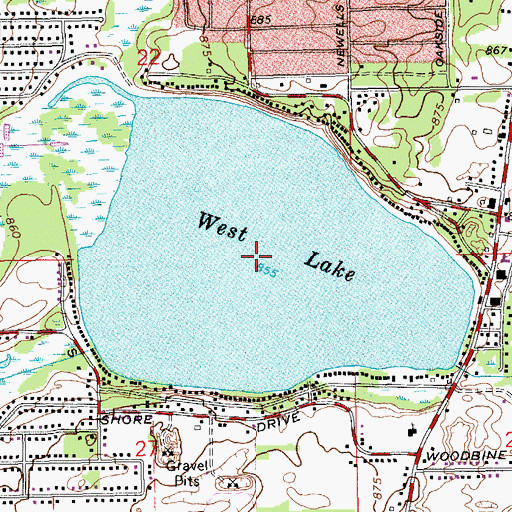 Topographic Map of West Lake, MI