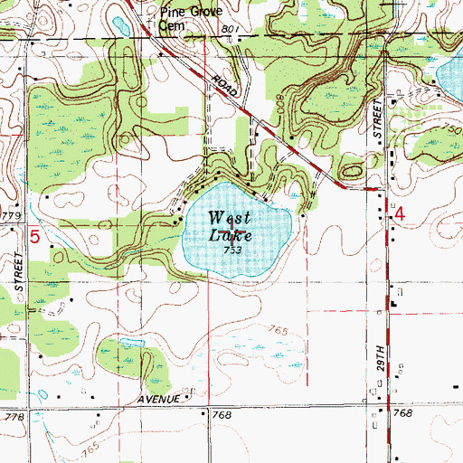 Topographic Map of West Lake, MI