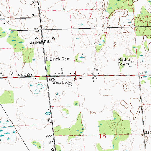 Topographic Map of West Locke Church, MI