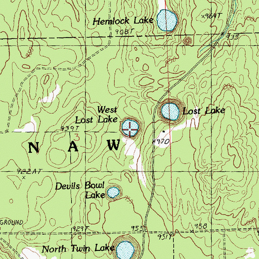 Topographic Map of West Lost Lake, MI