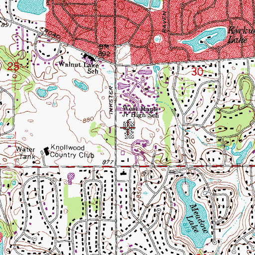 Topographic Map of West Maple Junior High School, MI