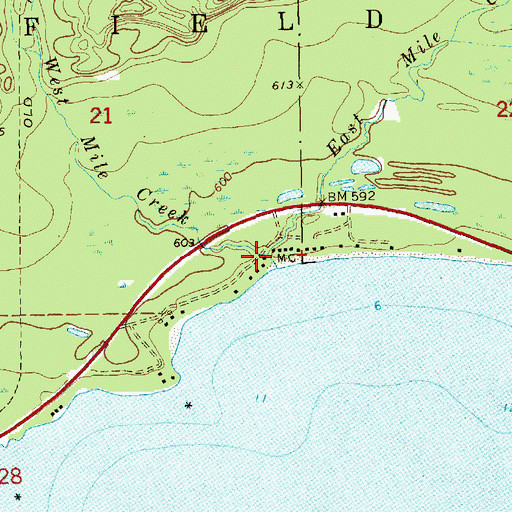 Topographic Map of West Mile Creek, MI