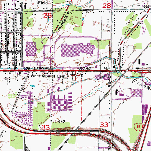 Topographic Map of West Mound Cemetery, MI