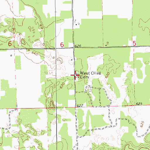 Topographic Map of West Olive Cemetery, MI