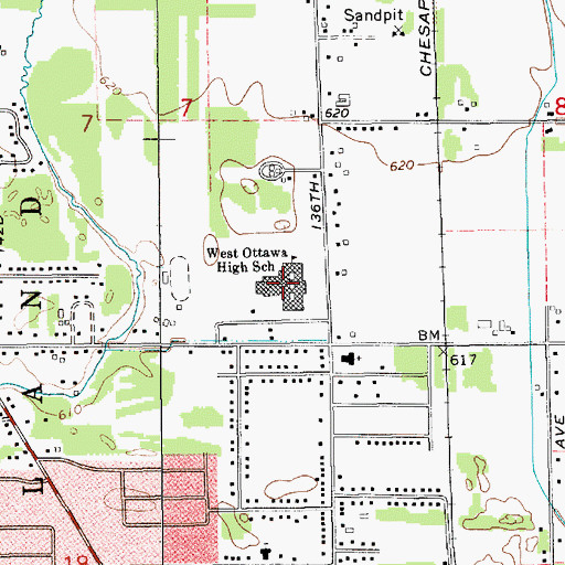 Topographic Map of West Ottawa High School, MI