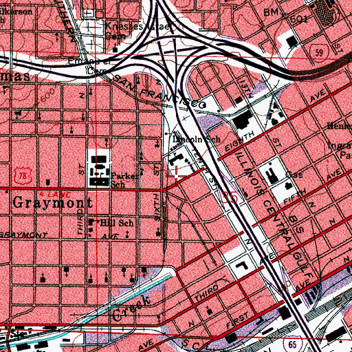 Topographic Map of Birmingham Division, AL