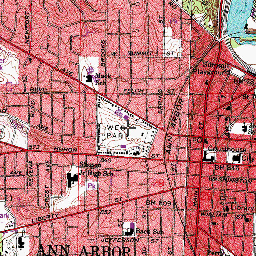Topographic Map of West Park, MI