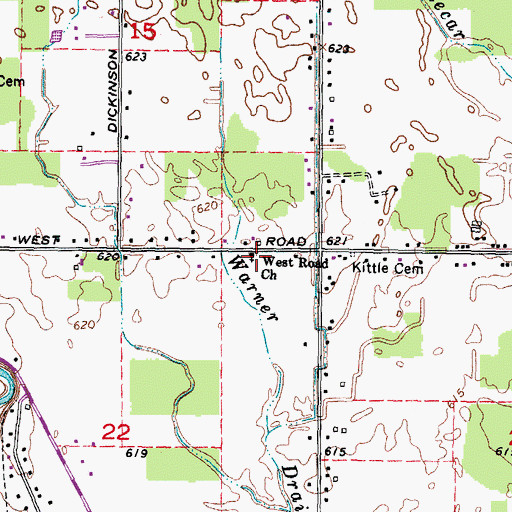 Topographic Map of West Road Church, MI