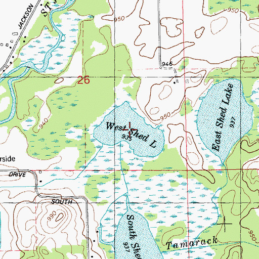 Topographic Map of West Shed Lake, MI