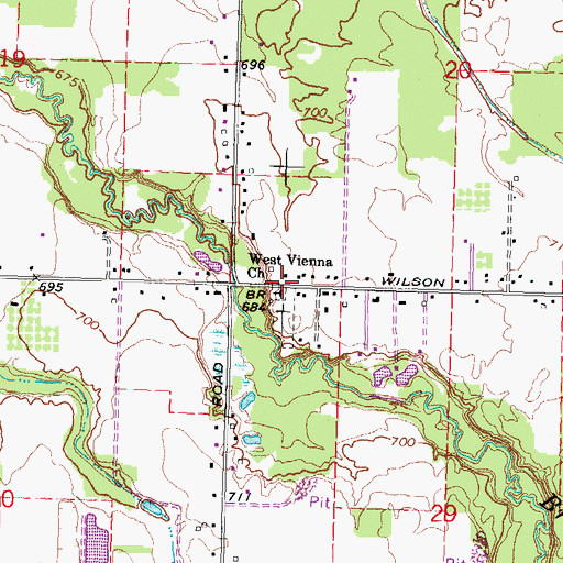 Topographic Map of West Vienna Church, MI