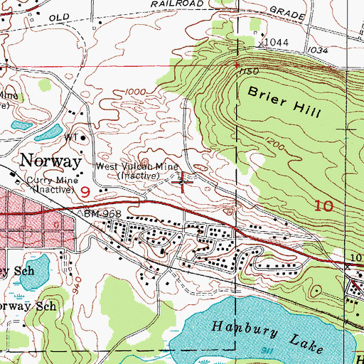 Topographic Map of West Vulcan Mine, MI