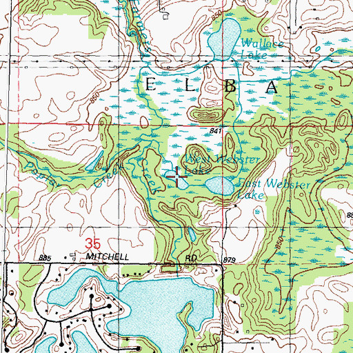 Topographic Map of West Webster Lake, MI
