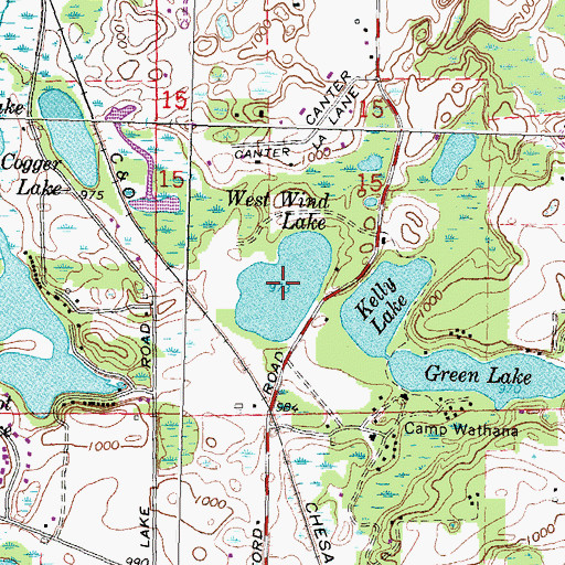 Topographic Map of West Wind Lake, MI