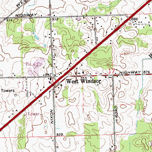 Topographic Map of West Windsor, MI