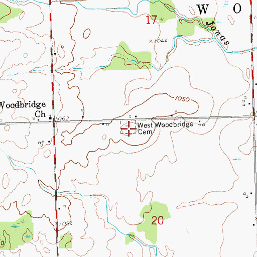Topographic Map of West Woodbridge Cemetery, MI